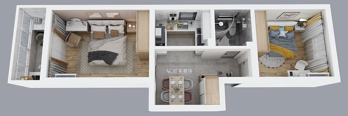 高灵慧｜宁夏路17-1号4-302-60㎡-北欧风格｜2室1厅1卫｜老房装修｜定制家￥79500｜全包7